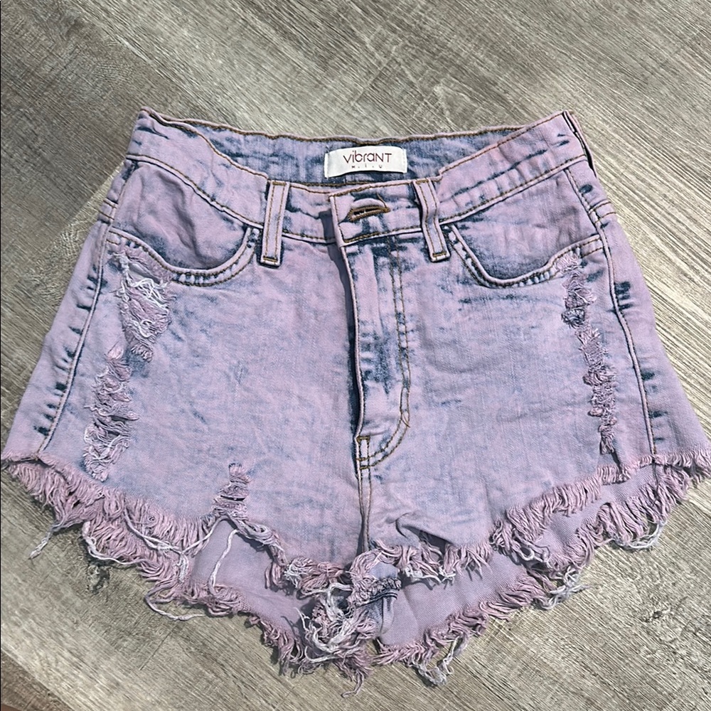Vibrant Purple Distressed Jean Shorts